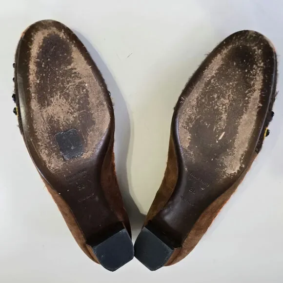 Brown Suede Miu Miu crystal embroidered Kitten heel sz 8 - Picture 8 of 9